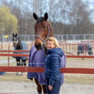 Gunilla Byström framför en hästhage.