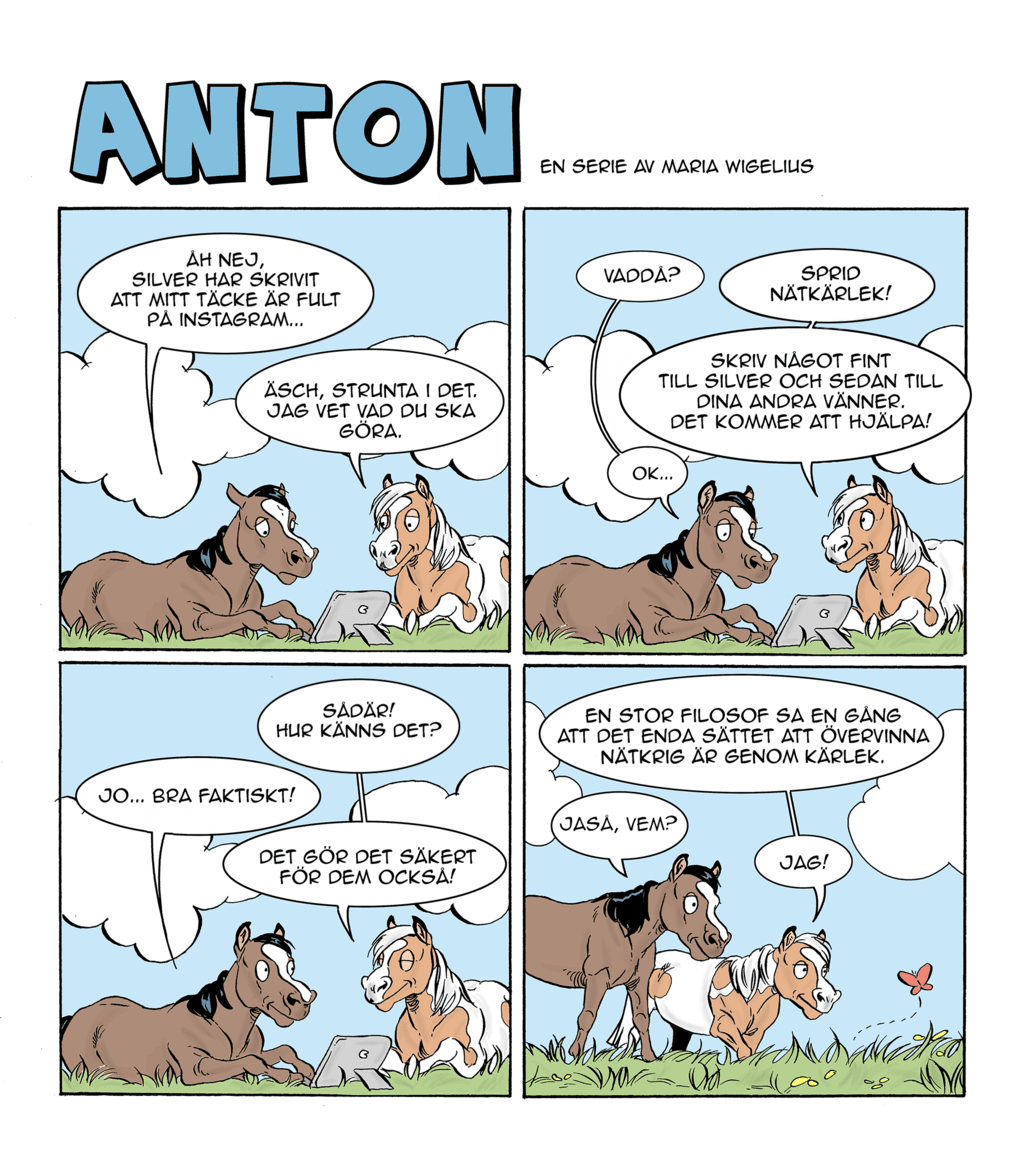 Tecknad serie med ponnyn Anton om att motverka näthat.